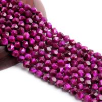 Tiger Eye Beads, Rhombus, poleret, du kan DIY & facetteret, lilla, 8mm, Solgt Per 15 inch Strand