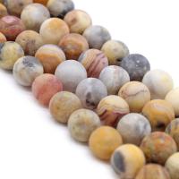 Natural Crazy Agate Beads Round DIY & frosted yellow 12*12*8mm Sold By Strand