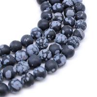 Natural Snowflake Obsidian Beads Round DIY & frosted blue Sold By Strand