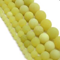 Yellow Calcedony Beads Round DIY & frosted yellow Sold By Strand