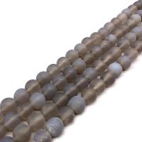 Natural Grey Agate Beads Round DIY & matte & frosted grey Sold By Strand