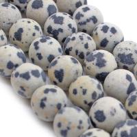 Natural Dalmatian Beads Round DIY & matte & frosted white Sold By Strand