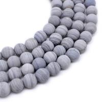 Natural Grain Stone Beads Round DIY & matte & frosted grey Sold By Strand