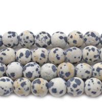 Natural Dalmatian Beads Round DIY & matte white and black Sold By Strand