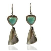 Zinc Alloy Drop Earrings with turquoise fashion jewelry silver color Sold By Pair