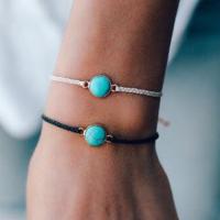 Fashion Turquoise Bracelets Zinc Alloy with leather cord fashion jewelry 6cm Sold By Strand