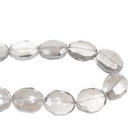 Oval Crystal Beads Ellipse plated DIY & faceted Greige Sold By Strand