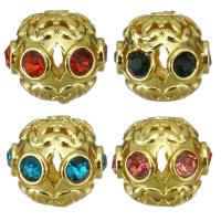 Hollow Brass Beads gold color plated micro pave cubic zirconia Approx 2.5mm Sold By Lot