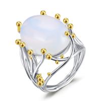 Brass Finger Ring with Sea Opal plated & for woman nickel lead & cadmium free US Ring Sold By PC