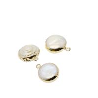 Colgantes de Perlas Freshwater, Perlas cultivadas de agua dulce, con metal, chapado en color dorado, Bricolaje, Blanco, 14x20mm, Vendido por UD