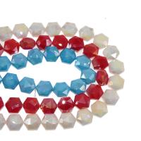 Hexagon Crystal perle, Kristal, Šesterokut, pozlaćen, različite boje i uzorka za izbor & možete DIY, više boja za izbor, 14*14*8mm, 50računala/Strand, Prodano By Strand