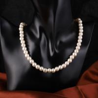 Collar de perlas de plástico, Perlas plásticas, Esférico, Joyería & para mujer, Blanco, Vendido por Sarta