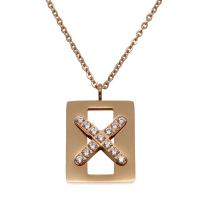 Stainless Steel Jewelry Necklace with 1.96inch extender chain x-man logo plated oval chain & for woman & with rhinestone Sold Per Approx 16.5 Inch Strand