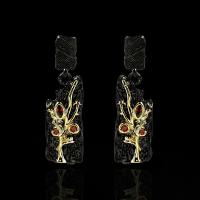 Cupronikkel Drop Earring, pistool zwart geplateerd, voor vrouw & met strass, goud, nikkel, lood en cadmium vrij, 6x30mm, Verkocht door pair