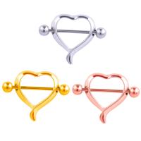Stainless Steel Nipple Ring Zinc Alloy with 316L Stainless Steel Heart plated 13mm Sold By Lot