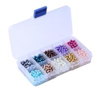 Staklo Pearl perle, s Plastična kutija, Pravokut, stoving lakova, možete DIY, 128x65x22mm, 1000računala/Okvir, Prodano By Okvir