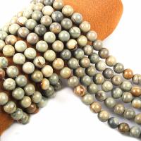 Gemstone Jewelry Beads Silver Leaf Jasper Round polished DIY Sold Per Approx 15.7 Inch Strand