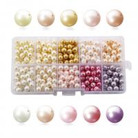 Perles de nacre en verre, avec Boîte en plastique, vernis au four, DIY, 128x68x22mm, 500PC/boîte, Vendu par boîte