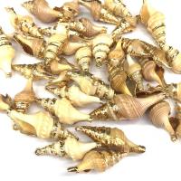Natūralus Trimitas "Shell Pakabukai, Apvalkalas, Kriauklė, Pasidaryk pats, auksinė geltona, 10*30-15*40mm, Pardavė PC