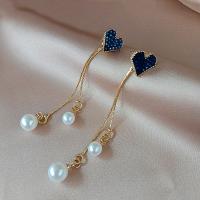 Zinc Alloy Drop Earrings Heart plated fashion jewelry & Korean style & for woman blue nickel lead & cadmium free Sold By PC