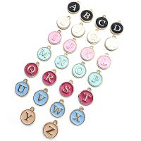 Zinc Alloy Alphabet and number Pendants Alphabet Letter plated durable & DIY nickel lead & cadmium free 12mm 26/Bag Sold By Bag