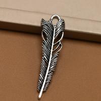 Pendentifs de Feather alliage zinc, alliage de zinc, forme de plume, bijoux de mode & DIY, argent, 45x12mm, Vendu par PC
