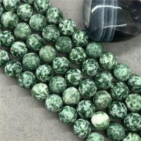 Grüner Tupfen Stein Perlen, grüner Punkt Stein, rund, poliert, verschiedene Größen vorhanden, verkauft per ca. 15 ZollInch Strang