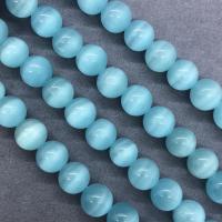 Cats Eye Jewelry Beads Round polished blue Sold Per Approx 15 Inch Strand