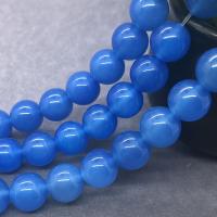 Natural Blue Akaatti helmiä, Sininen akaatti, Pyöreä, kiiltävä, erikokoisia valinnalle, Myyty Per N. 15 tuuma Strand