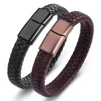 Microfiber PU Bracelet with Stainless Steel fashion jewelry Sold By Strand