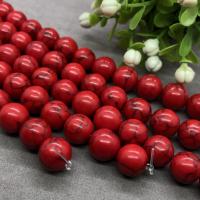 Black Vein Turquoise Beads Round polished red Sold Per Approx 15 Inch Strand