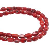 Natural Coral Beads Polygon polished DIY red 12*8mm Sold By Strand