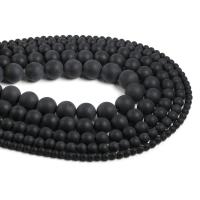 Natural Black Agate Beads Round DIY & frosted black Sold Per Approx 42 cm Strand