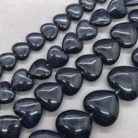 Blå Goldstone Pärlor, Blå Sandsten, Hjärta, polerad, olika storlek för val, Säljs av Strand