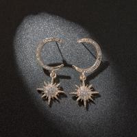 Zinc Alloy Drop Earrings Moon and Star plated fashion jewelry & for woman 45mm Sold By Pair