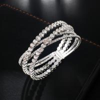 Zinc Alloy Bangle with Rhinestone Round plated fashion jewelry & for woman & with rhinestone 55*24mm Sold By PC