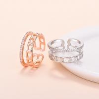 Cubic Zircon Brass Finger Ring Donut plated fashion jewelry & for woman silver color US Ring Sold By PC