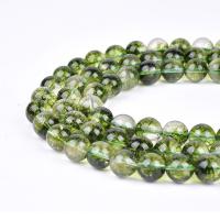 Natural Quartz Jewelry Beads Green Phantom Quartz Round Sold Per Approx 15.7 Inch Strand