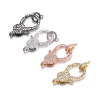 Brass Lobster Clasp with Cubic Zirconia plated DIY 32*18mm Sold By PC