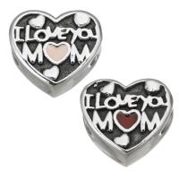 Stainless Steel European Beads 316 Stainless Steel Heart plated enamel & blacken Approx 4.5mm Sold By Bag