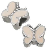 Stainless Steel European Beads 316 Stainless Steel Butterfly plated enamel pink Approx 5mm Sold By Bag