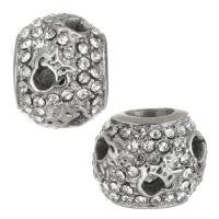 Stainless Steel European Beads 316 Stainless Steel silver color plated with rhinestone Approx 4.5mm Sold By Bag