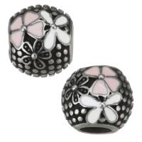 Stainless Steel European Beads 316 Stainless Steel silver color plated enamel & blacken Approx 4.5mm Sold By Bag