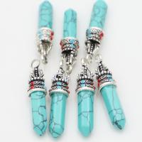 Turquoise Pendant with Zinc Alloy silver color plated for woman blue Sold By PC