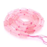 Perline di quarzo rosa naturale, Colonna, lucido, DIY, rosa, 7x10mm, 32PC/filo, Venduto da filo