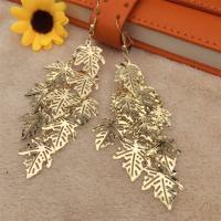 Zinc Alloy Drop Earrings Leaf plated fashion jewelry Length Approx 10.5 cm Sold By Pair