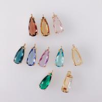 Glass Zinc Alloy Pendant with Glass gold color plated DIY nickel lead & cadmium free Sold By Bag