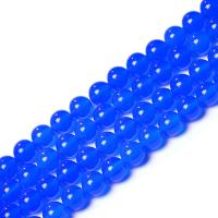 Φυσικά Χάντρες Μπλε Agate, Μπλε Αχάτης, Γύρος, χρίστε, DIY & διαφορετικό μέγεθος για την επιλογή, μπλε, Sold Με Strand