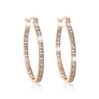 Zinc Alloy Hoop Earring fashion jewelry & with rhinestone Sold By Pair