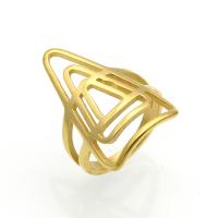 Stainless Steel Finger Ring Geometrical Pattern plated Unisex & hollow 27mm US Ring Sold By PC